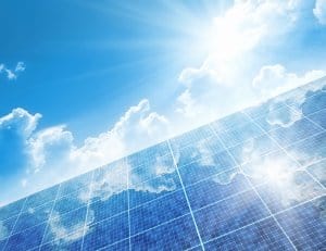 Solar panel on a red roof